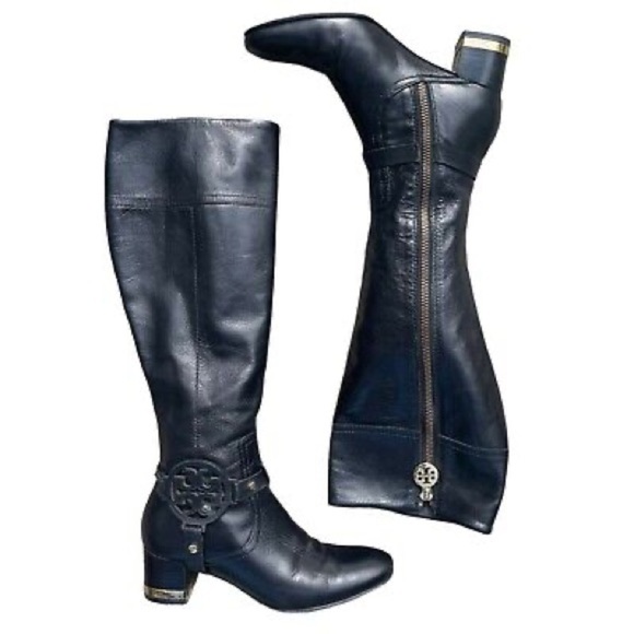 TORY BURCH RIDING HEELED KNEE HIGH BOOTS - Picture 1 of 16